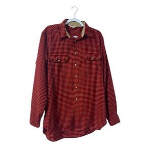 Vintage Cabelas Men Button Front Shirt Plaid Flannel Corduroy Red Blk Large Tall